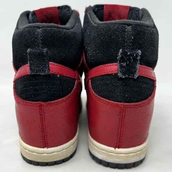 Nike Dunk Sky Hi Women's Size 8 Hidden Wedge Heels Black Red Shoes 528899-016