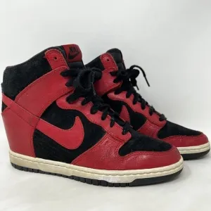 Nike Dunk Sky Hi Women's Size 8 Hidden Wedge Heels Black Red Shoes 528899-016