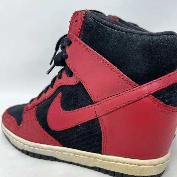 Nike Dunk Sky Hi Women's Size 8 Hidden Wedge Heels Black Red Shoes 528899-016