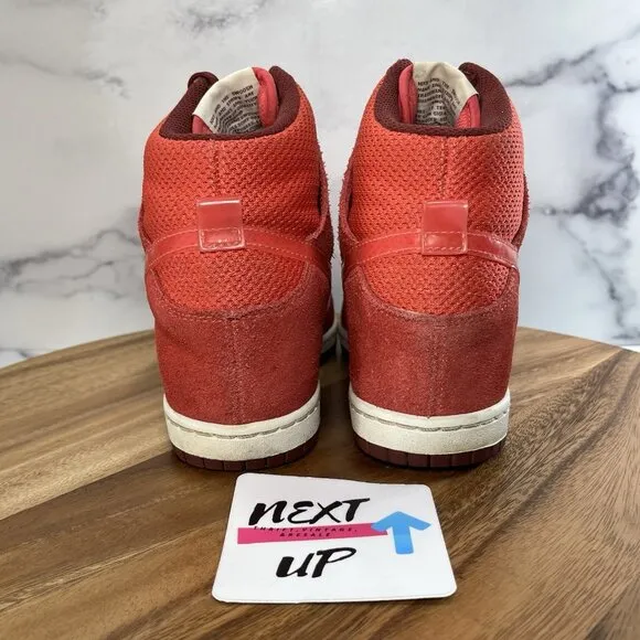 Nike Dunk Sky High Hi Red Pink Women's Us Size 8.5 Hidden Wedge Shoes 644877-600