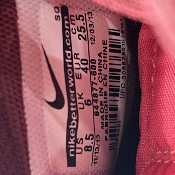 Nike Dunk Sky High Hi Red Pink Women's Us Size 8.5 Hidden Wedge Shoes 644877-600