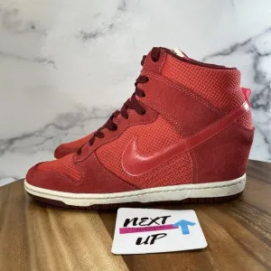 Nike Dunk Sky High Hi Red Pink Women's Us Size 8.5 Hidden Wedge Shoes 644877-600