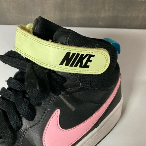NIKE Dunks High Top Black Highlighter Neons Sneakers Y2K Retro Size 6Y
