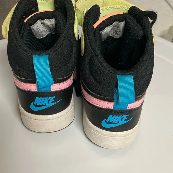 NIKE Dunks High Top Black Highlighter Neons Sneakers Y2K Retro Size 6Y