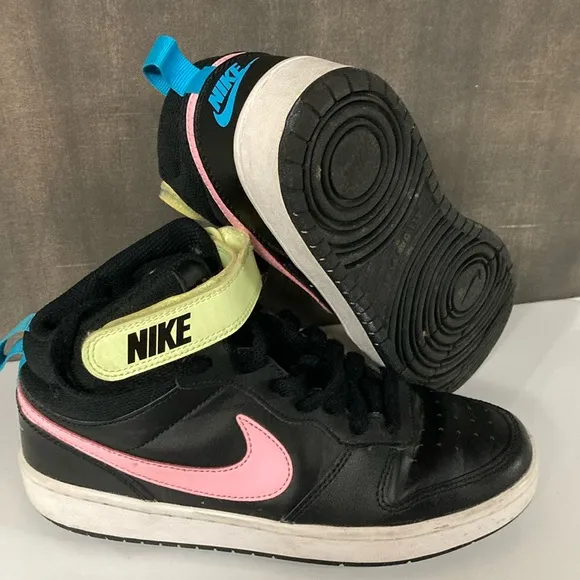NIKE Dunks High Top Black Highlighter Neons Sneakers Y2K Retro Size 6Y