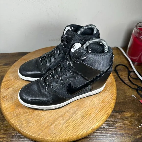 Nike Force Dunk Sky Hi Hidden Wedge Heel Black Womens‎ Size 9 Shoes 644877-008