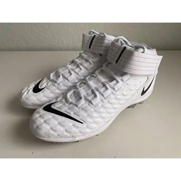 Nike Force Savage Pro 2 Triple White Football Cleats AH4000-100 Men's Size 13.5