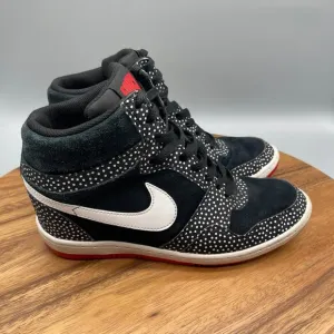 Nike Force Sky High Shoes Womens Size 9.5 Black Polka Dot Hidden Wedge Sneakers