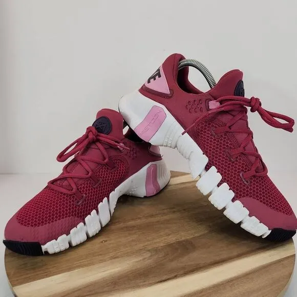 Nike Free Metcon 4 Women's Size 9.5 Beet Root (Maroon) Pink and White