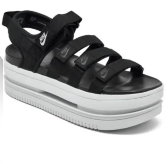 Nike Icon Classic Black Platform strappy Sandals Size 11