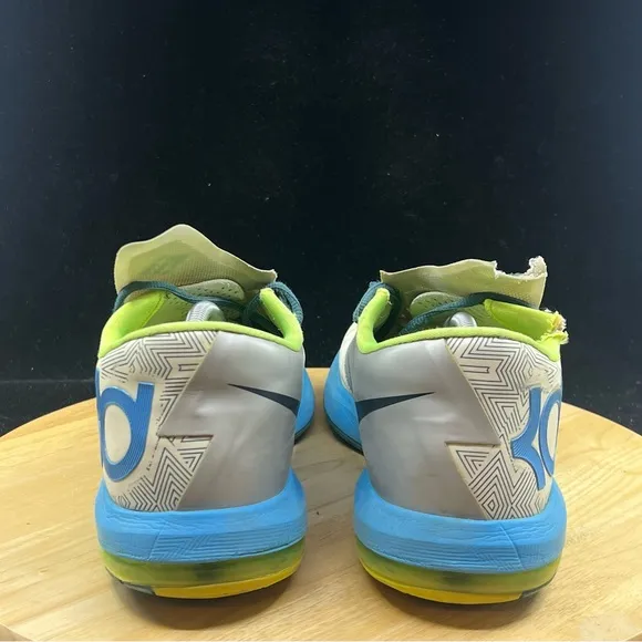 Nike KD 6 VI Pure Platinum/Vivid Blue-Volt Low Top Sneakers 599424-009 size 12