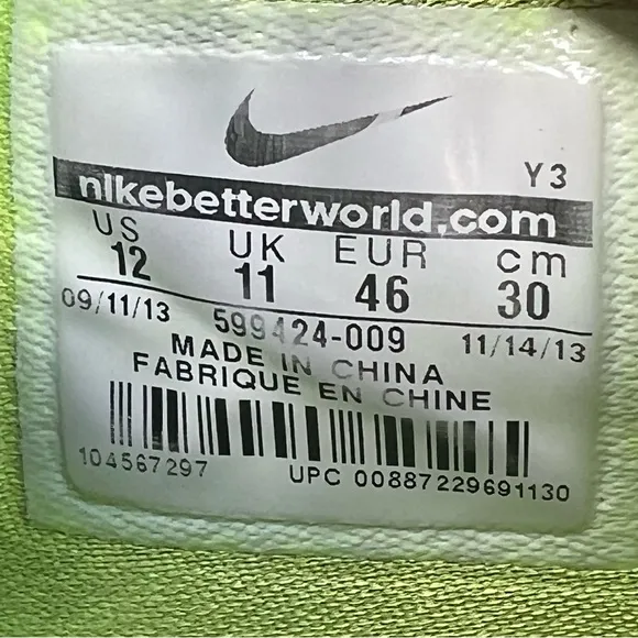 Nike KD 6 VI Pure Platinum/Vivid Blue-Volt Low Top Sneakers 599424-009 size 12