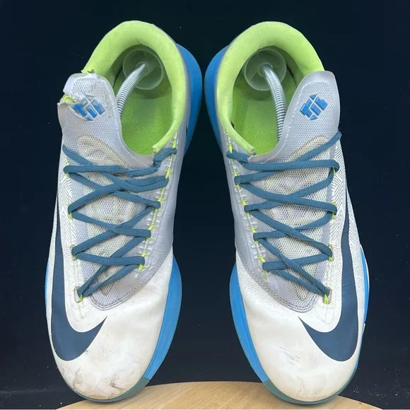 Nike KD 6 VI Pure Platinum/Vivid Blue-Volt Low Top Sneakers 599424-009 size 12