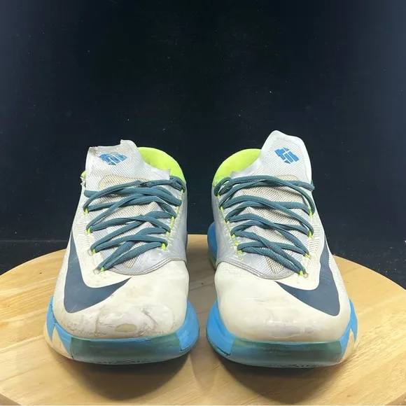 Nike KD 6 VI Pure Platinum/Vivid Blue-Volt Low Top Sneakers 599424-009 size 12
