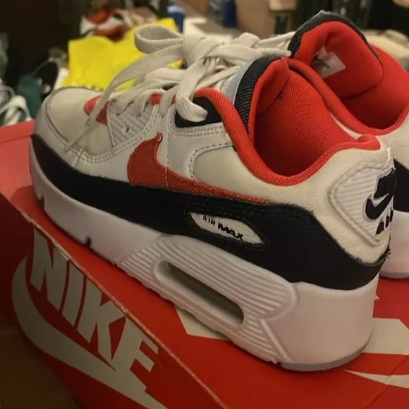 Nike Kids Air Max Sneakers - White, Red, and Blue