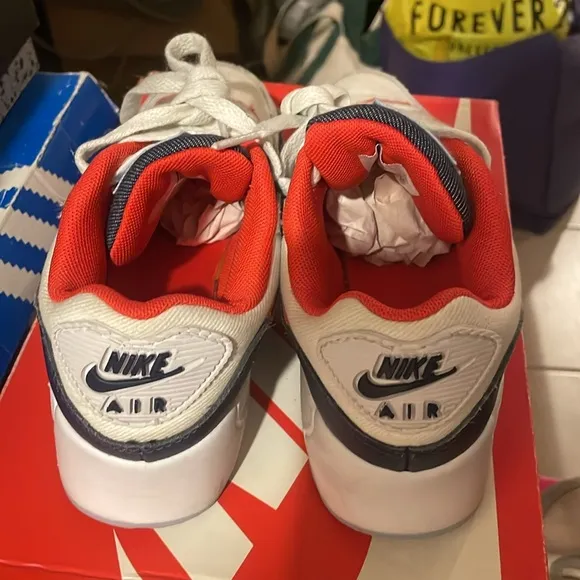 Nike Kids Air Max Sneakers - White, Red, and Blue