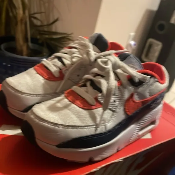 Nike Kids Air Max Sneakers - White, Red, and Blue
