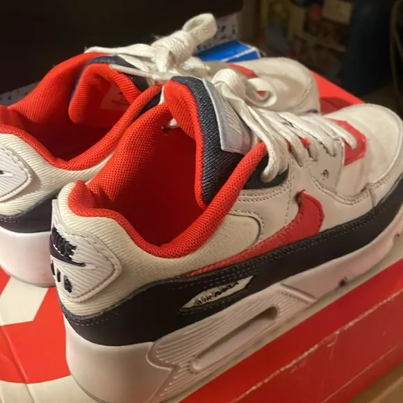Nike Kids Air Max Sneakers - White, Red, and Blue
