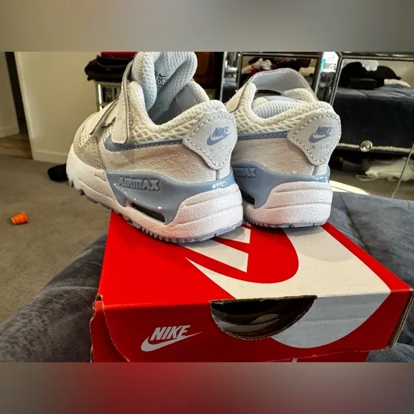 Nike Kids Air Max White and Gray Shoes