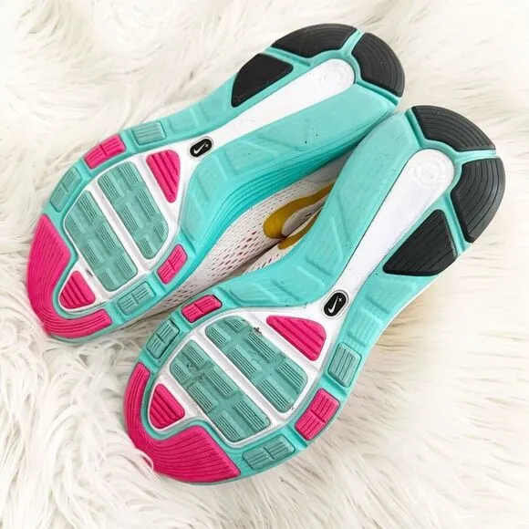 NIKE | Lunarglide  4 Teal Gold White Hot Pink Speckled Sneakers Shoes | Size 11