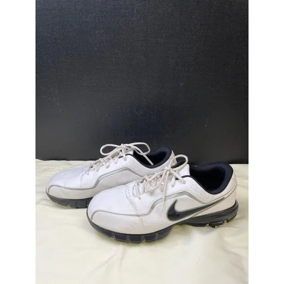 Nike Mens Leather Golf Shoes White Black Size 10.5 SKU 6444