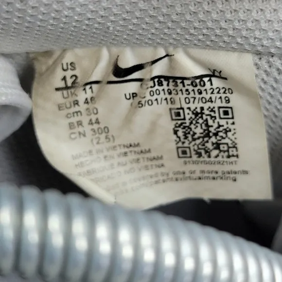 Nike Mens Size 12 Shoes Air Force 1 Swoosh Black Silver White Sneakers
