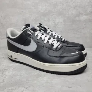 Nike Mens Size 12 Shoes Air Force 1 Swoosh Black Silver White Sneakers