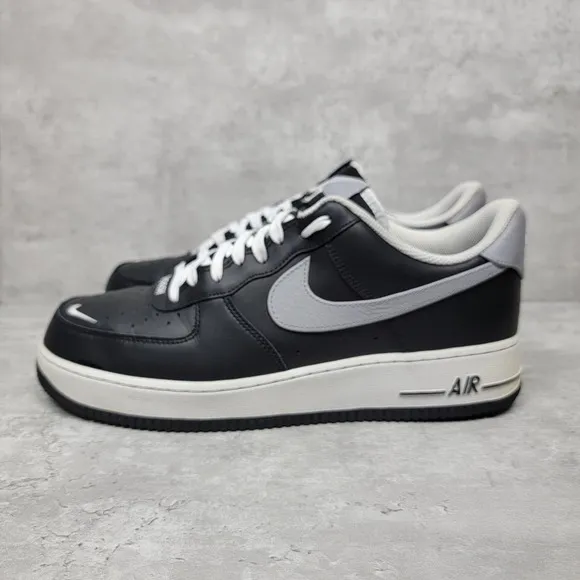 Nike Mens Size 12 Shoes Air Force 1 Swoosh Black Silver White Sneakers