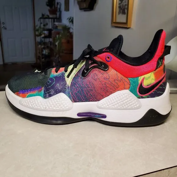 Nike PG 5 Paul George Basketball Sneakers Multi Color Mens size 8.5