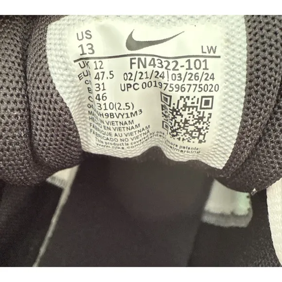 Nike Precision 7 Men's Basketball Shoes White/Black Size 13 Sneaker (FN4322-101)