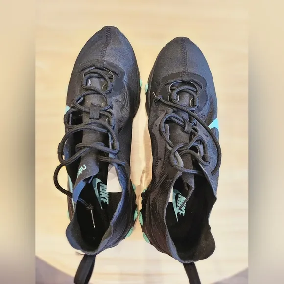 Nike React Element 55 Black Aurora Green Men's stylish running sneakers size 9.5