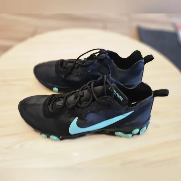 Nike React Element 55 Black Aurora Green Men's stylish running sneakers size 9.5