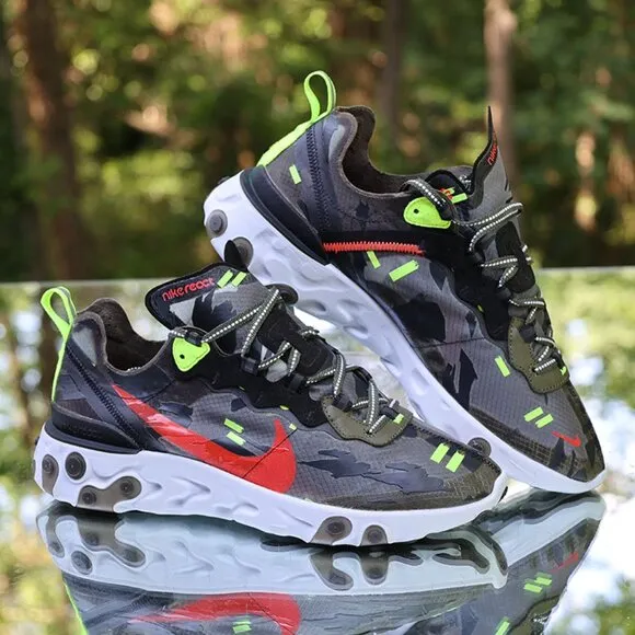 Nike React Element 87 Olive Bright Crimsom