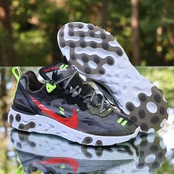 Nike React Element 87 Olive Bright Crimsom