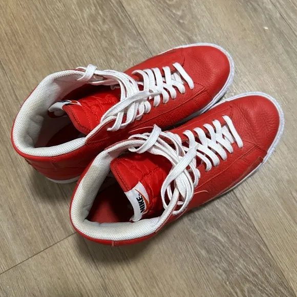 Nike Red High Top Blazers With White Accents, Lightly Used, Mens Size 10