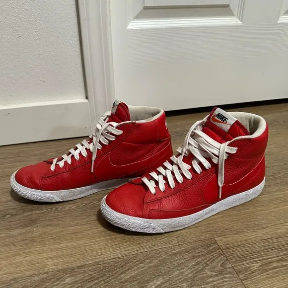 Nike Red High Top Blazers With White Accents, Lightly Used, Mens Size 10