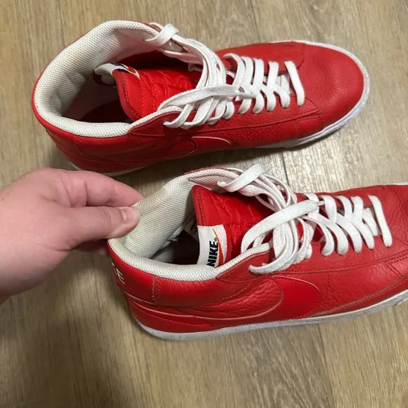 Nike Red High Top Blazers With White Accents, Lightly Used, Mens Size 10