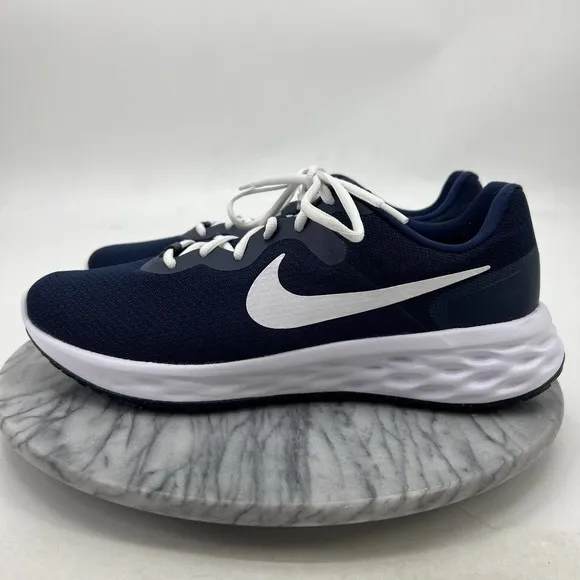 Nike Revolution 6 Running Shoes Mens 11 Navy Blue Road Training DC3728-401