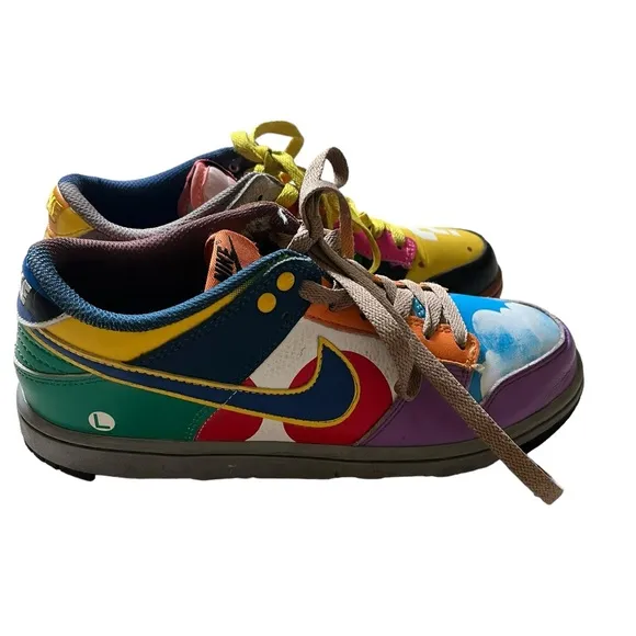 Nike SB Dunk Low Custom Men's 8 What the Super Mario‎ Sneakers Shoes No Box ✅