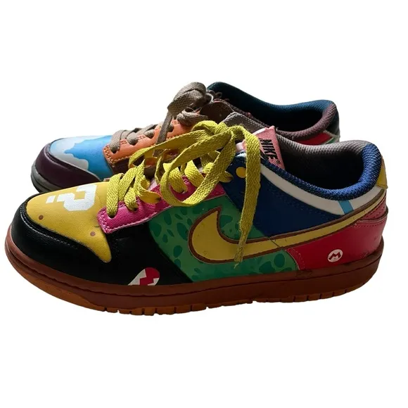 Nike SB Dunk Low Custom Men's 8 What the Super Mario‎ Sneakers Shoes No Box ✅