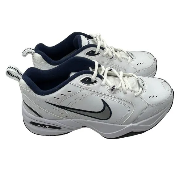 Nike Sneakers Air Monarch IV Mens Athletic Shoes Size 9 White Navy Silver NEW