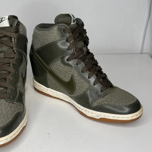 Nike Sneakers Womens Size 8 Dunky Sky Hi Shoes Booties Green Wedge