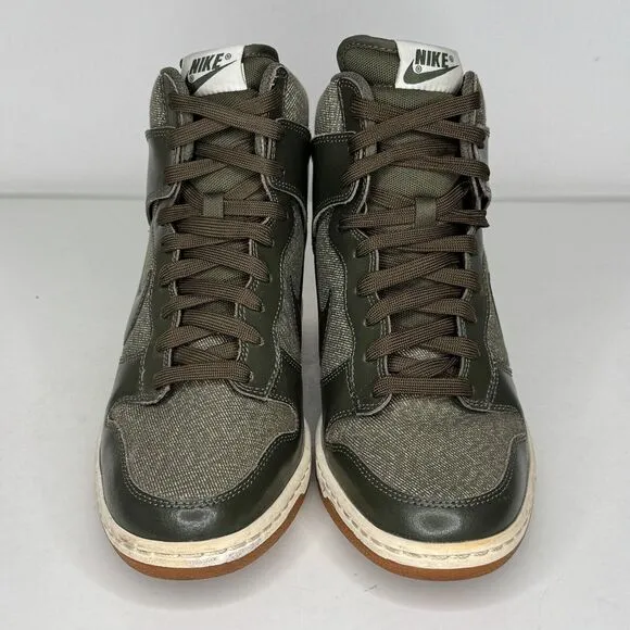 Nike Sneakers Womens Size 8 Dunky Sky Hi Shoes Booties Green Wedge