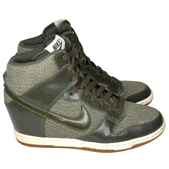 Nike Sneakers Womens Size 8 Dunky Sky Hi Shoes Booties Green Wedge