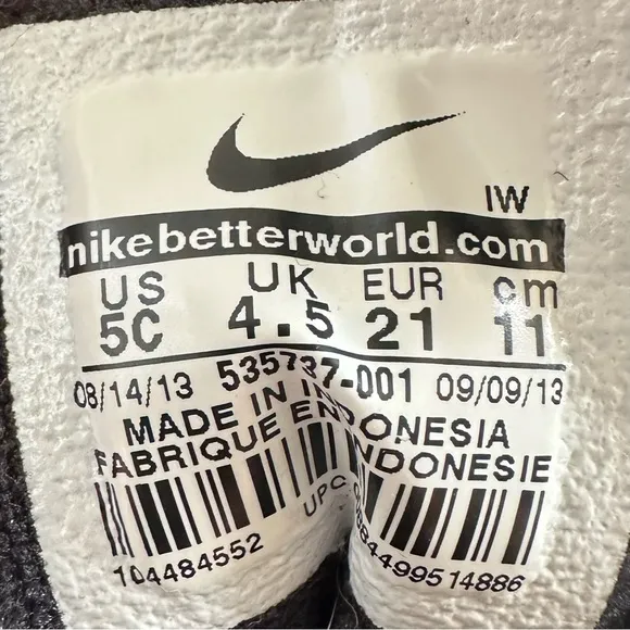 Nike Speed Turf Wolf Grey US 5C‎ 535737-001 Used