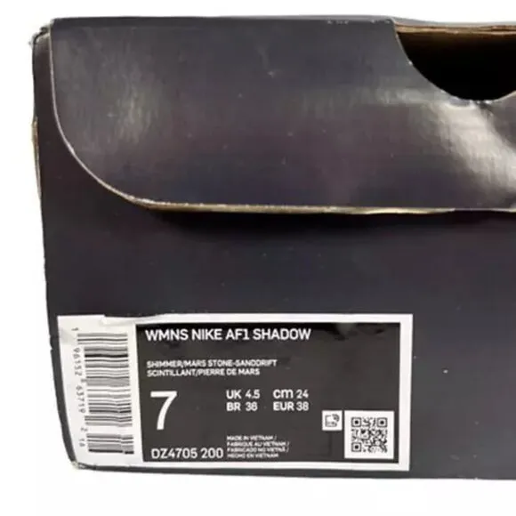 Nike Womens Air Force 1 Shadow Running Shoes Multicolor DZ4705-200 Leather 7M