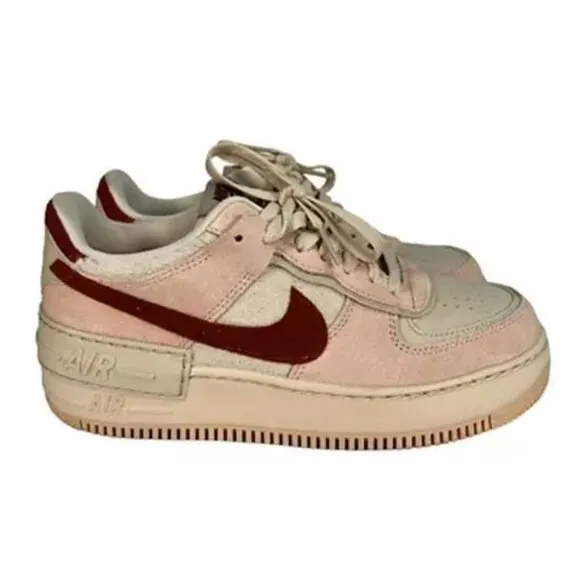 Nike Womens Air Force 1 Shadow Running Shoes Multicolor DZ4705-200 Leather 7M