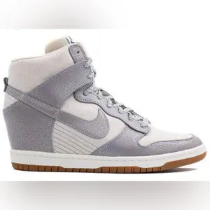 Nike -‎ women’s Dunk ski wedge high metallic shoes ice blue lace up sneakers 9.5