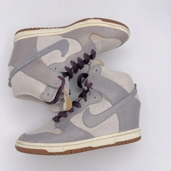 Nike -‎ women’s Dunk ski wedge high metallic shoes ice blue lace up sneakers 9.5