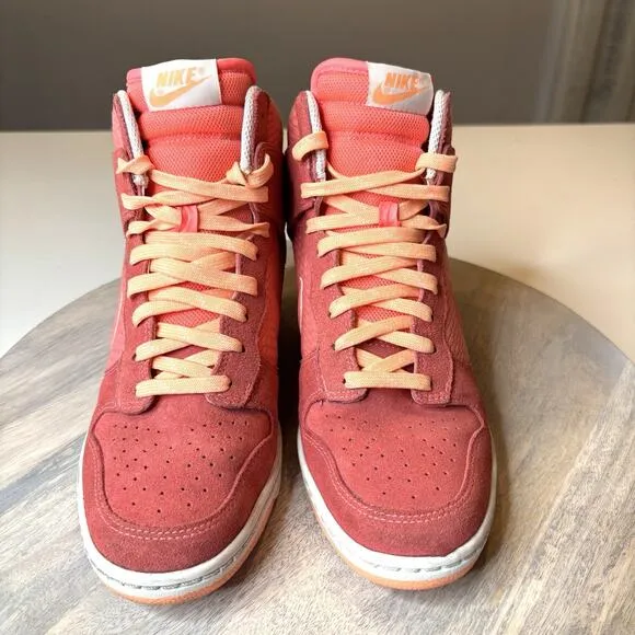 Nike Women’s Dunk Sky Hi Wedge Sneakers Lava Glow/Sunset 644877-602 US Size 8.5